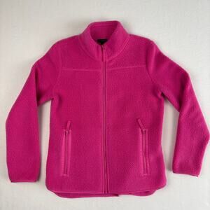 Talbots Sherpa Lined Fleece Full Zip Jacket Pockets Sz Small Pink Preppy